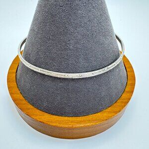 VTG BEAU Sterling Silver 925 Etched Line & Dot Bangle Bracelet Size 7.5" Fit